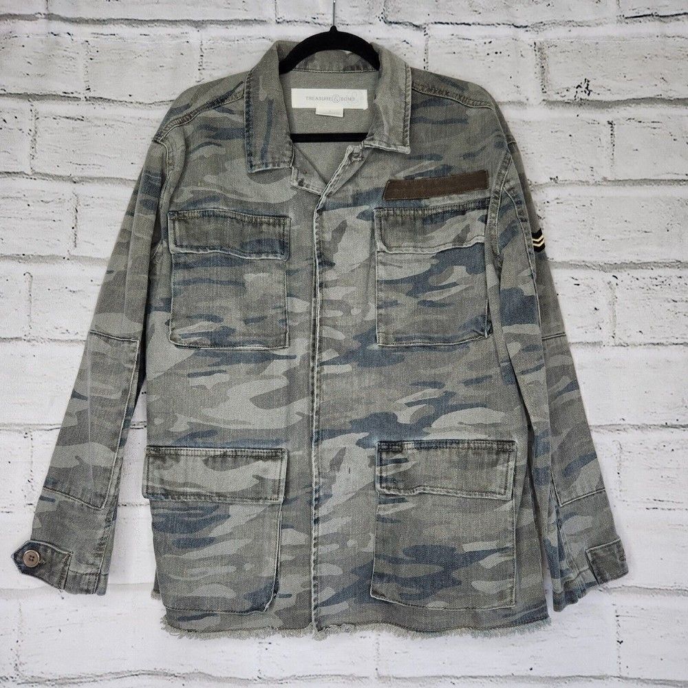 Treasure And Bond Women's Camouflage Cargo Jacket Size Small Pockets Military